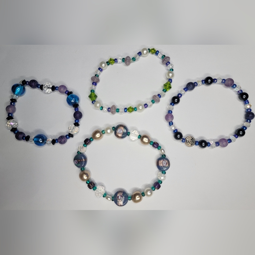 Set of 4 Beaded Stretch Bracelets